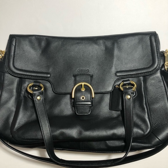 Coach women’s black leather shoulder bag - Picture 2 of 8